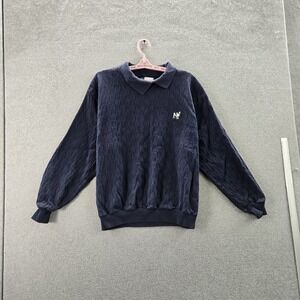 VINTAGE Big Dogs Men Sweater M Blue‎ 90s Embroidered Dog Collared Pullover